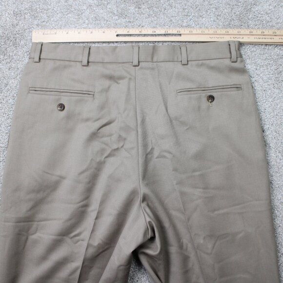 CC Filson Pants Mens 34x32 Beige Khaki 100% Wool Pleated Dress Trousers Classic - Picture 7 of 12